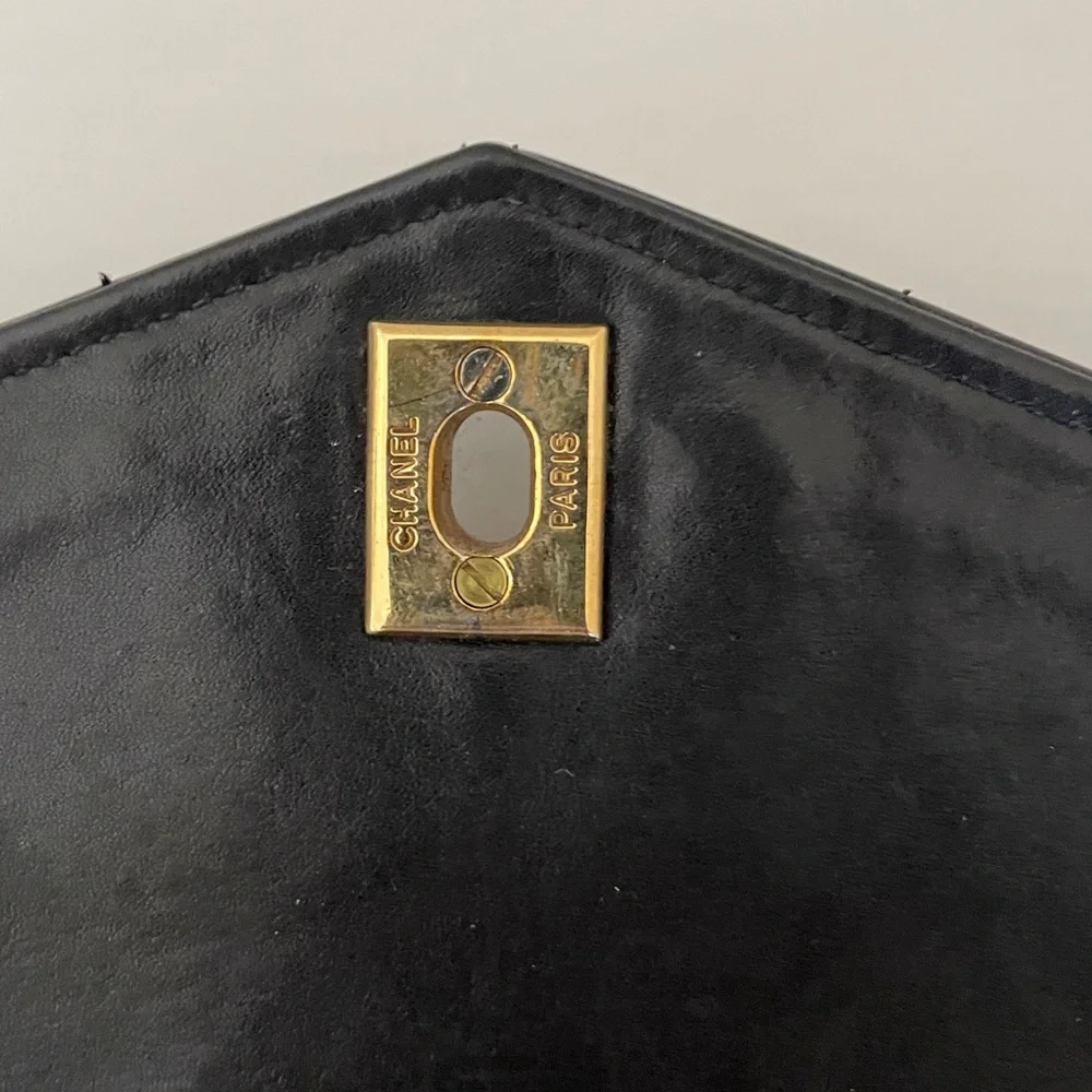 CHANEL Black Quilted Lambskin Crossbody Bag with Gold CC Turnlock